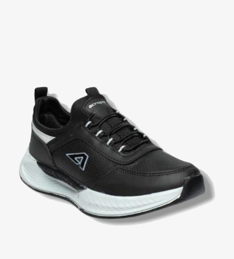 137-26 Deri Anatomik Erkek Sneaker Siyah Gümüş - Görsel 1