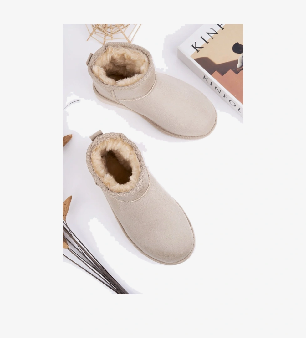 Kadın Garantili İçi Kürklü Hafif Taban Mini Bot Uggm301 Bej
