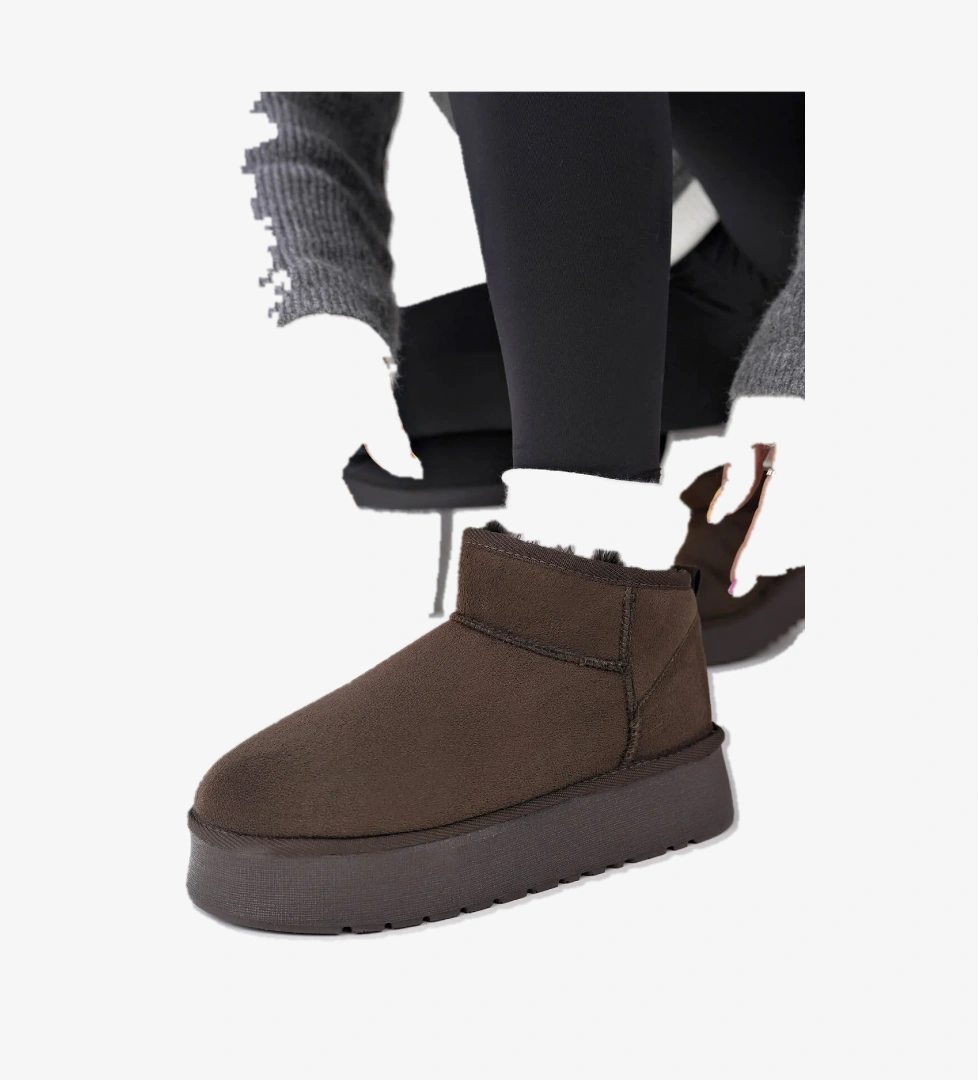 Kadın Garantili İçi Kürklü Hafif Taban Mini Bot Uggm.302 Kahve