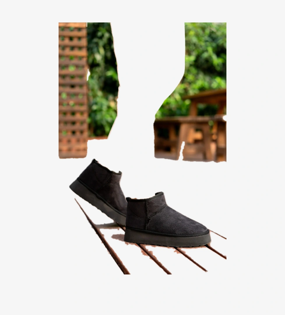 Kadın Garantili İçi Kürklü Hafif Taban Mini Bot Uggm.302 Siyah