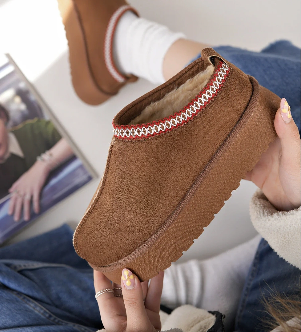 Kadın Garantili İçi Kürklü Hafif Yüksek Taban Mini Sabo Ev Terliği UggSabo.303 Taba