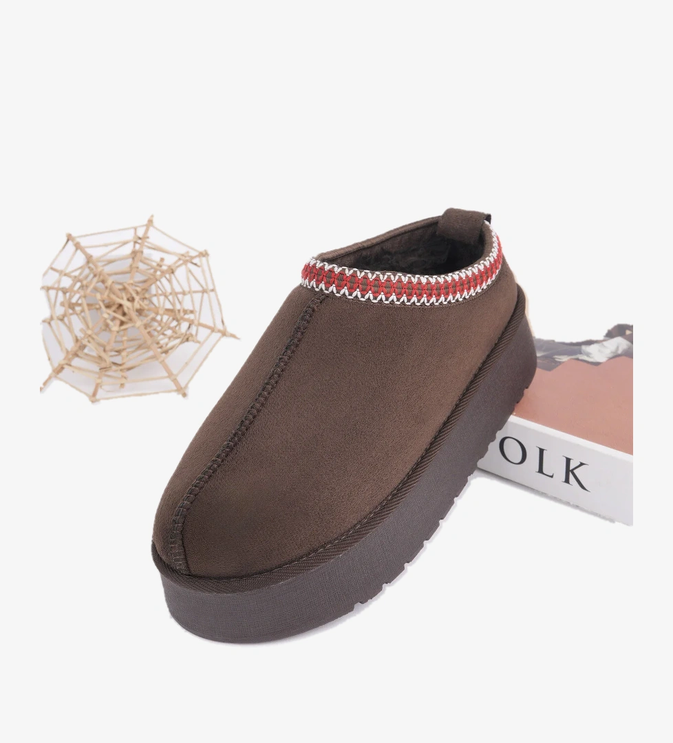 Kadın Garantili İçi Kürklü Hafif Yüksek Taban Mini Sabo Ev Terliği UggSabo.303 Kahve