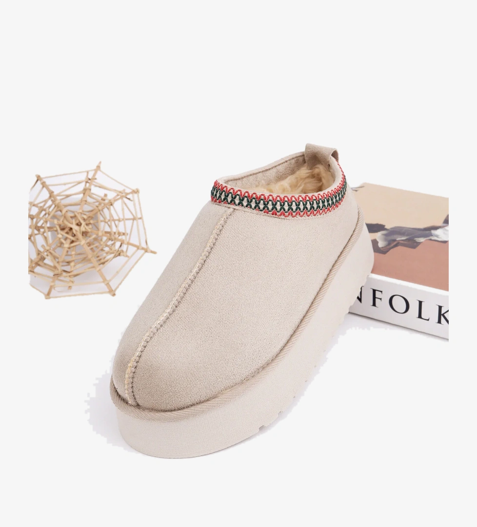 Kadın Garantili İçi Kürklü Hafif Yüksek Taban Mini Sabo Ev Terliği UggSabo.303 Bej