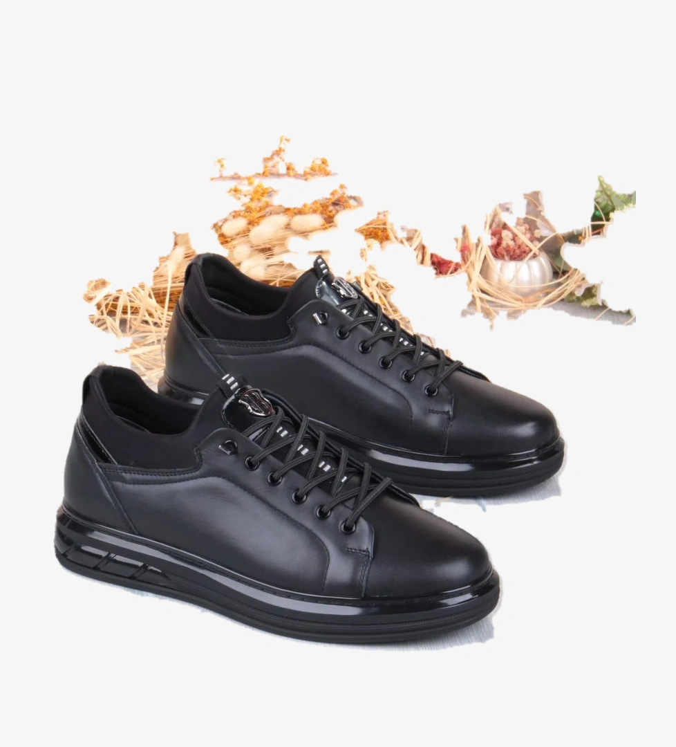 42469 Rahat Hakiki Deri Lastik Bağcıklı Sneaker Erkek Ayakkabı - Görsel 1