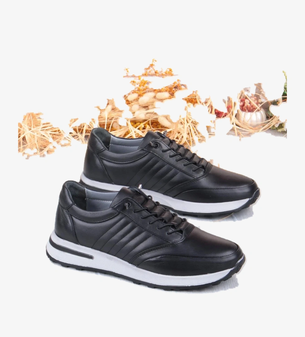 42820 Face Hafif Rahat Lastik Bağcıklı Hakiki Deri Erkek Ayakkabı - Görsel 1