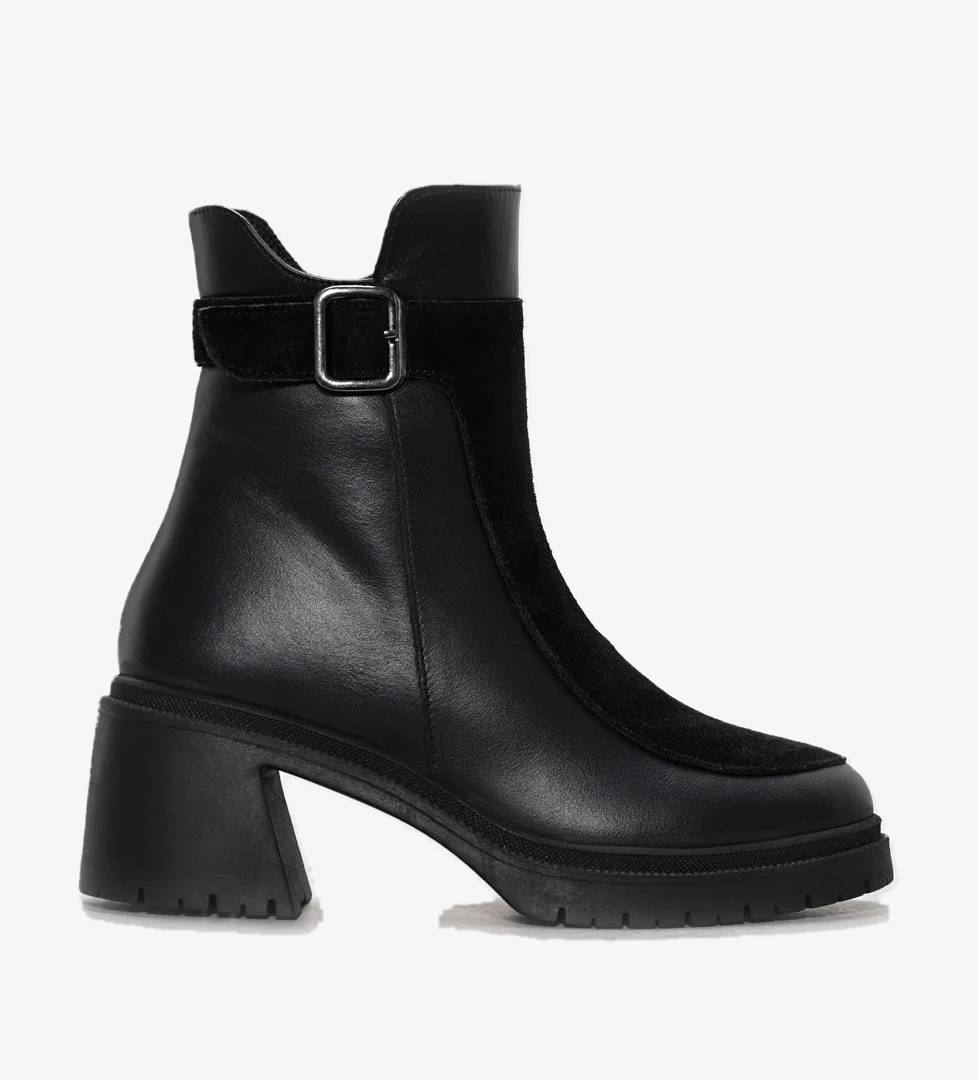 Hakiki Deri Kürklü Kadın Kalın Topuklu Bot 217KZA51-03 - Görsel 1