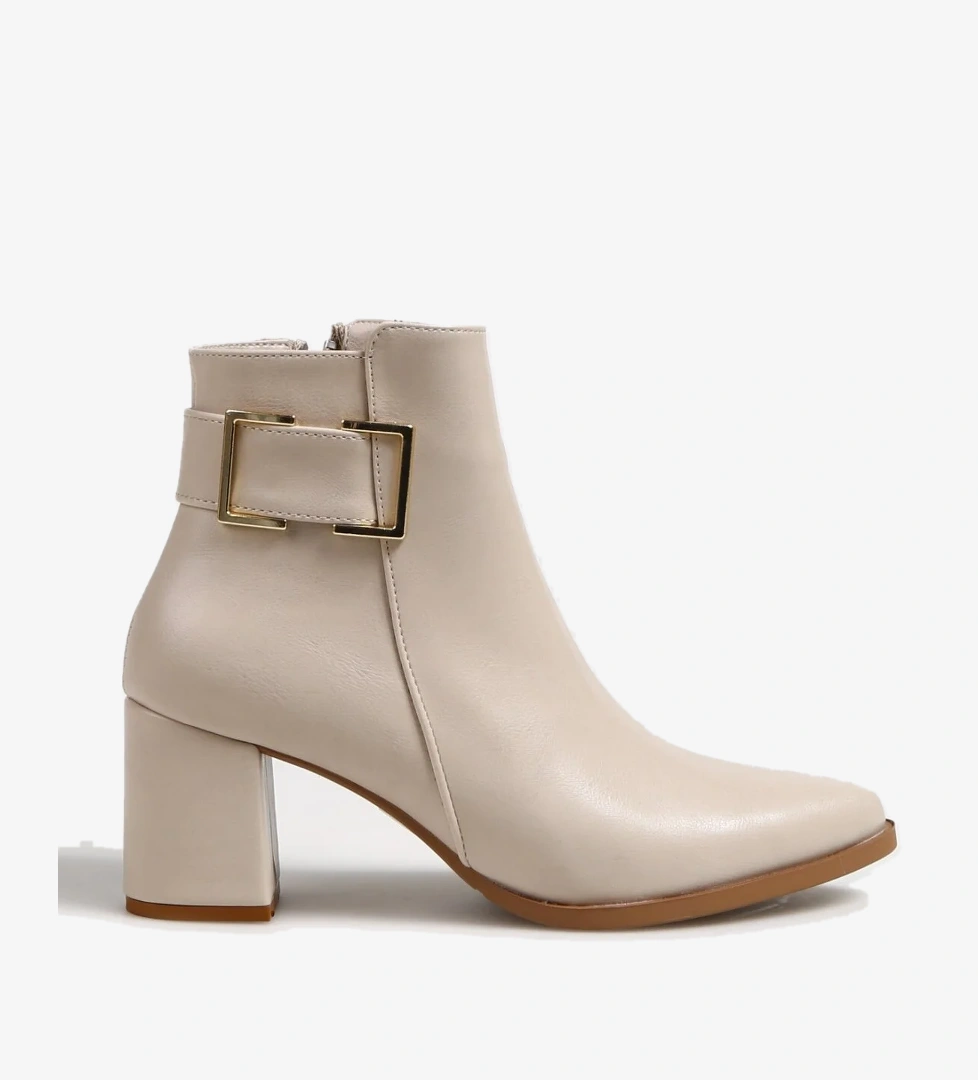 F By Fabrika Bej Kadın Topuklu Bot HAYLE model görseli