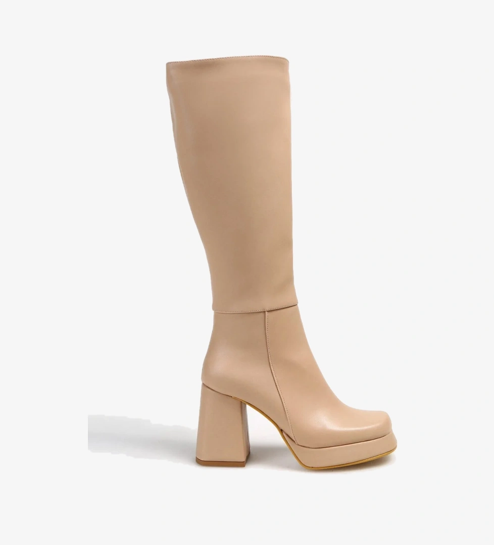 Pudra Kadın Topuklu Çizme ZUHRA - Görsel 1