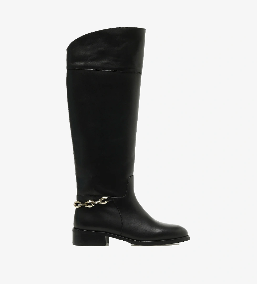 VUYI 5PR Siyah Kadın Düz Çizme - Görsel 1