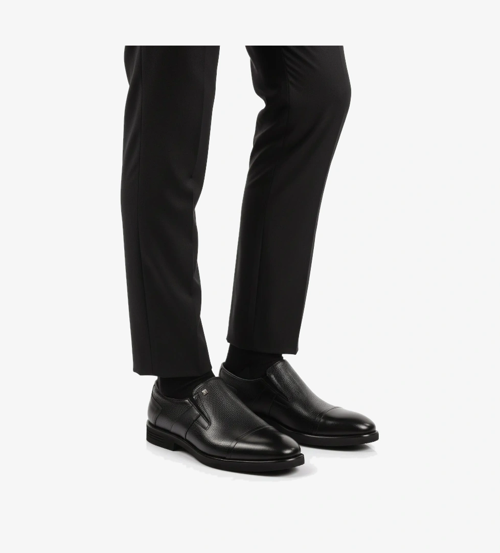 Siyah Floter Hakiki Deri Erkek Klasik Ayakkabı - Görsel 1