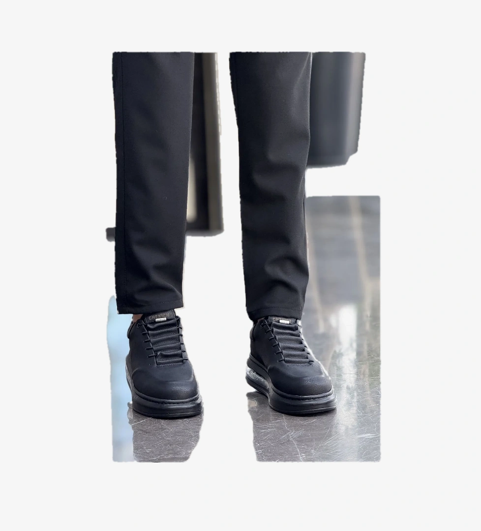 Pabucmarketi Bağcıklı Erkek Casual Ayakkabı Siyah (Siyah Taban) model görseli