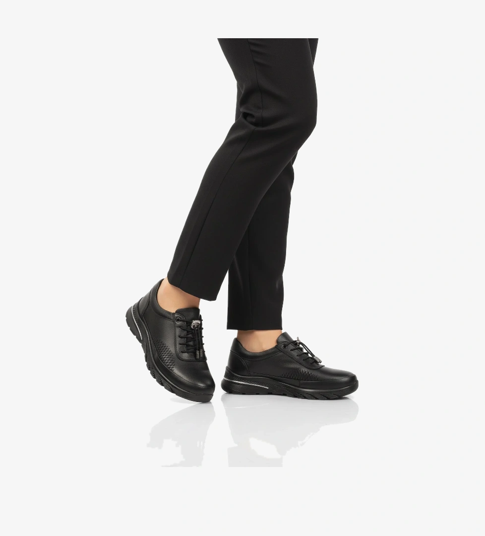 Aspor Siyah Hakiki Deri Kadın Casual Ayakkabı