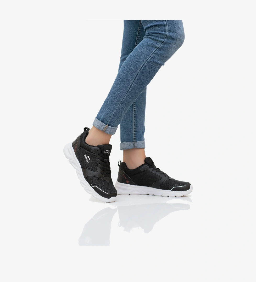 Siyah Beyaz Bağcıklı Unisex Spor Ayakkabı