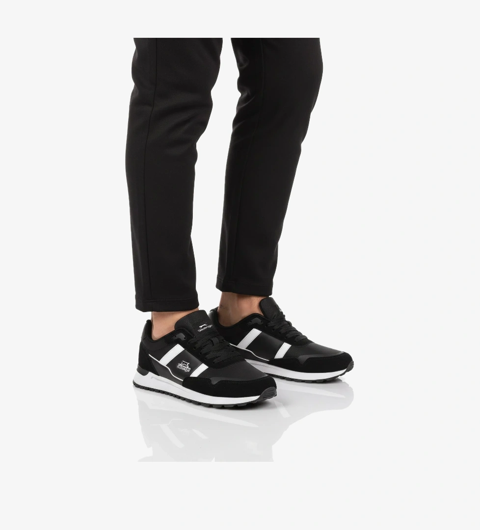 Siyah Beyaz Bağcıklı Erkek Spor Ayakkabı