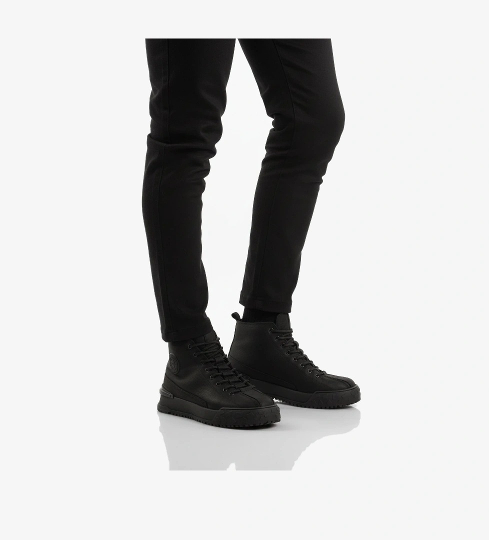 Siyah Nubuk Hakiki Deri Kaymaz Erkek Bot