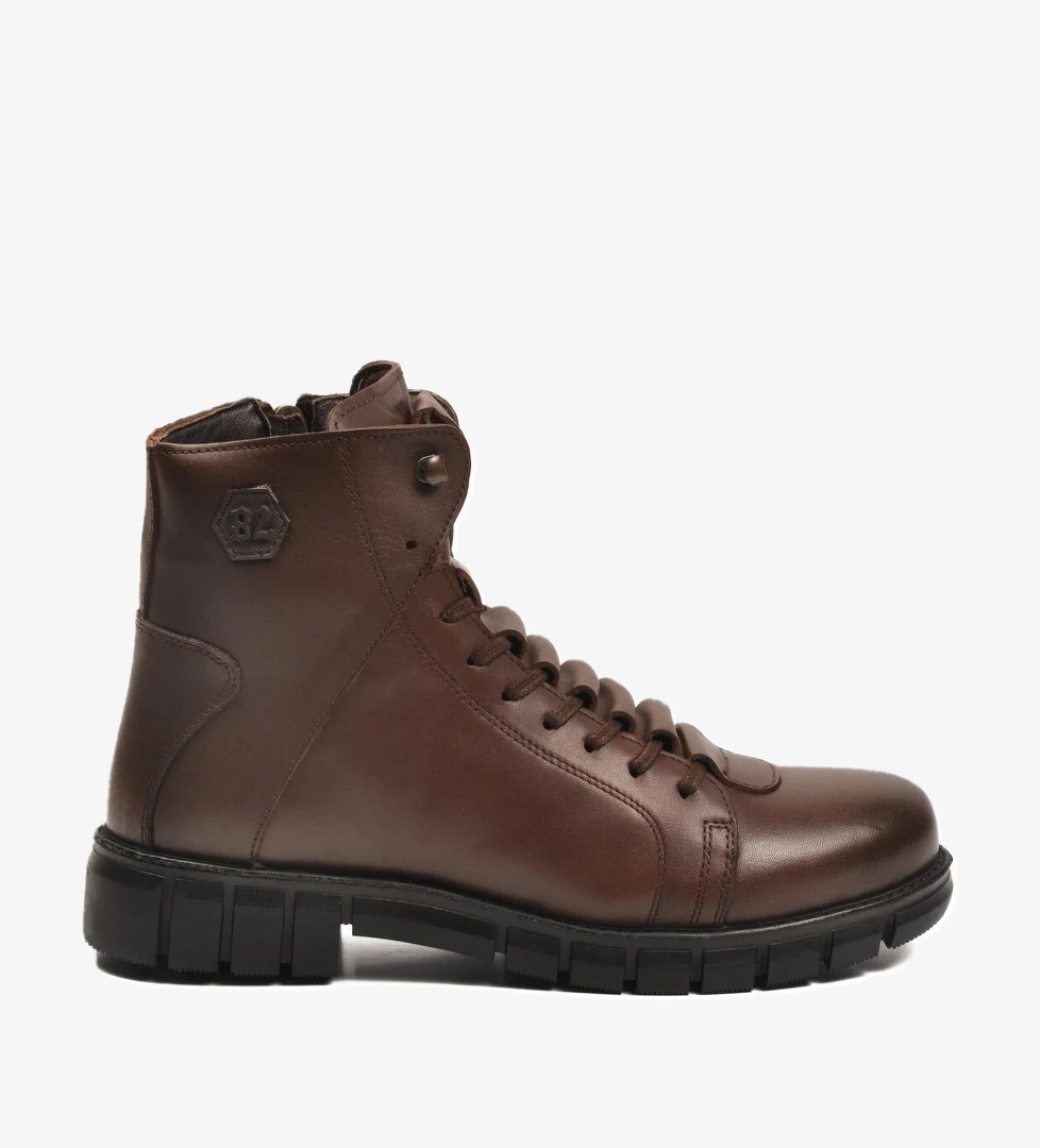 Aspor Kahve Hakiki Deri Kürklü Erkek Klasik Bot - Görsel 1