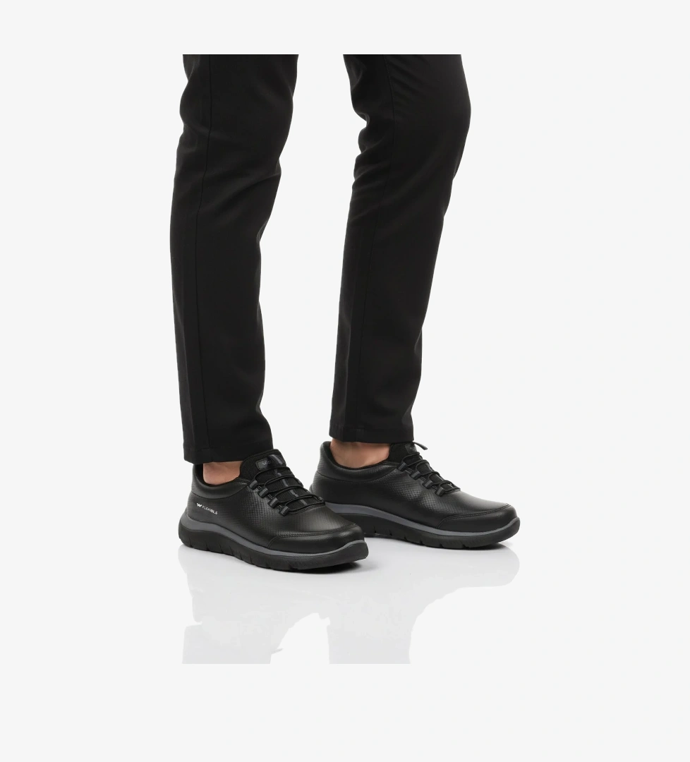 Siyah Bilekten Lastikli Erkek Spor Ayakkabı Flexible Pu M - Görsel 1