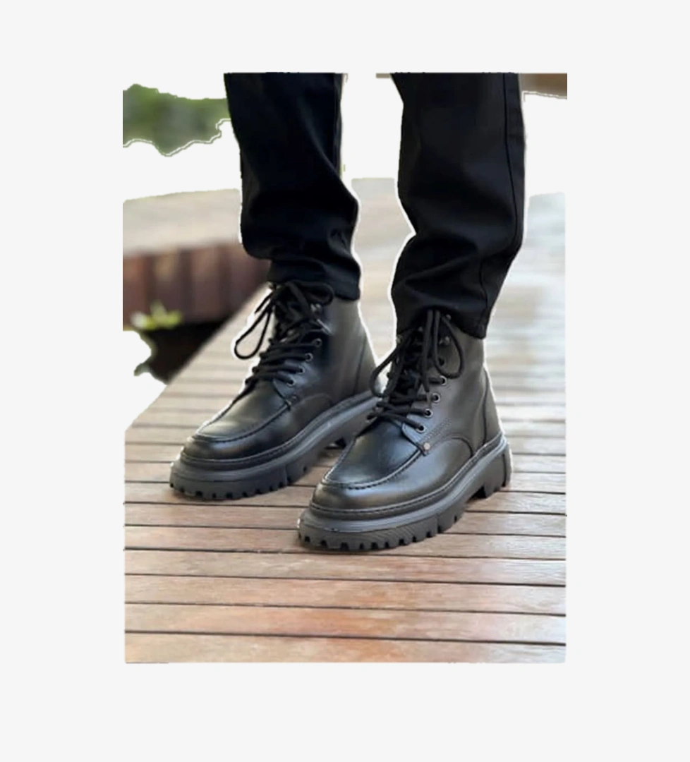 Pabucmarketi Bağcıklı Erkek Worker Bot Siyah model görseli