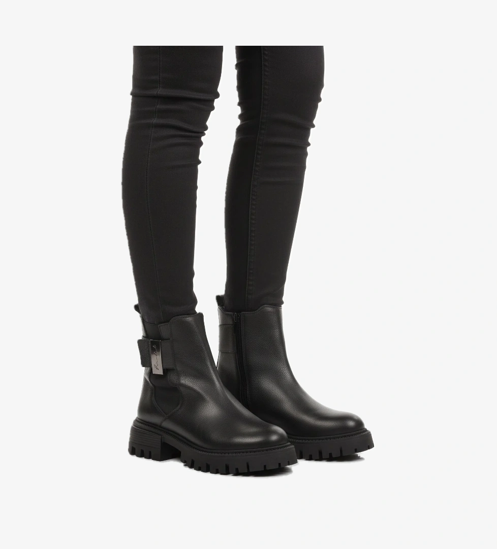 Ayakmod Siyah Hakiki Deri İçi Polarlı Kaymaz Kadın Bot 23783-1 Z model görseli