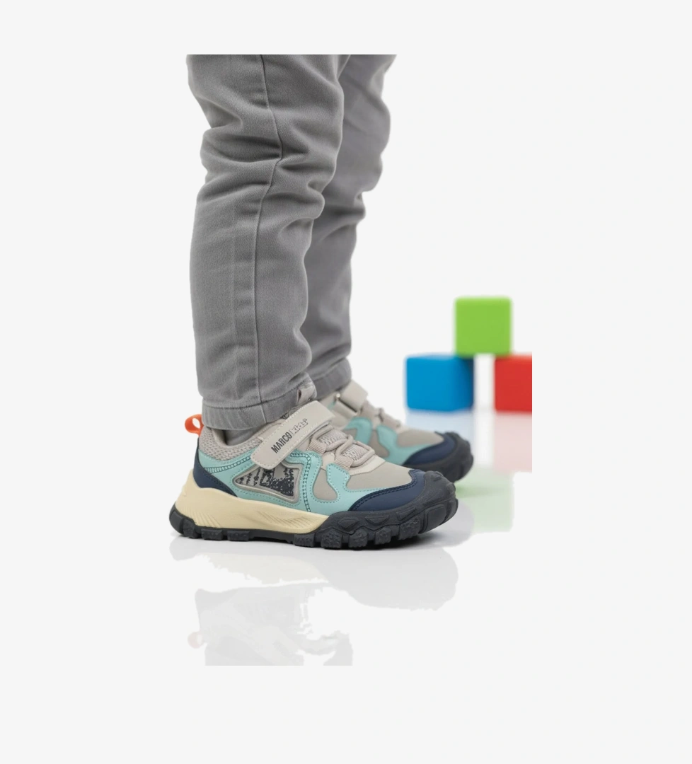 Marcomen Gri Pudra Cırtlı Hafif Esnek Kaymaz Erkek Kız Çocuk Spor Ayakkabı 22678 P model görseli