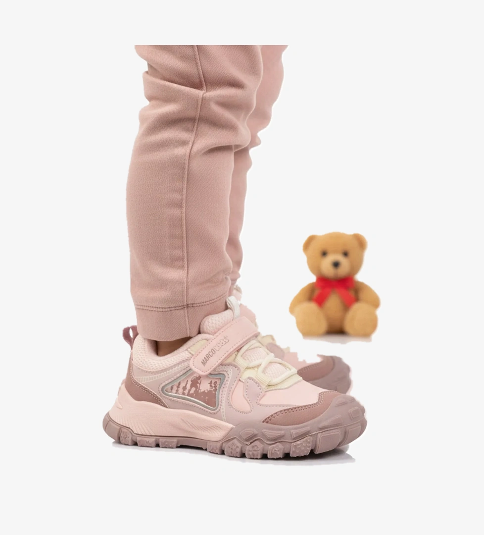 Pudra Cırtlı Hafif Esnek Kaymaz Kız Çocuk Spor Ayakkabı 22678 P