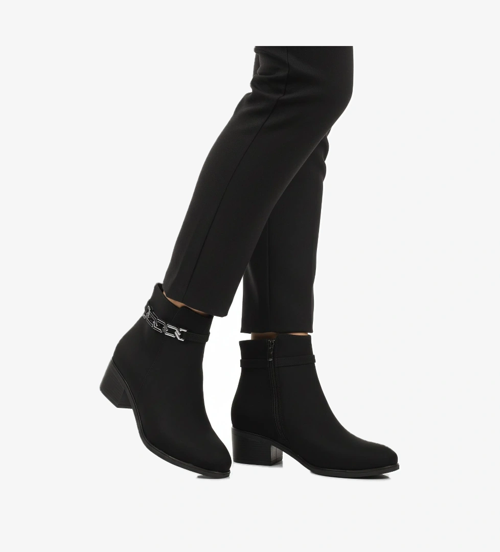 Siyah Zümrüt Fermuarlı Polarlı Kadın Topuklu Bot 325131 Z