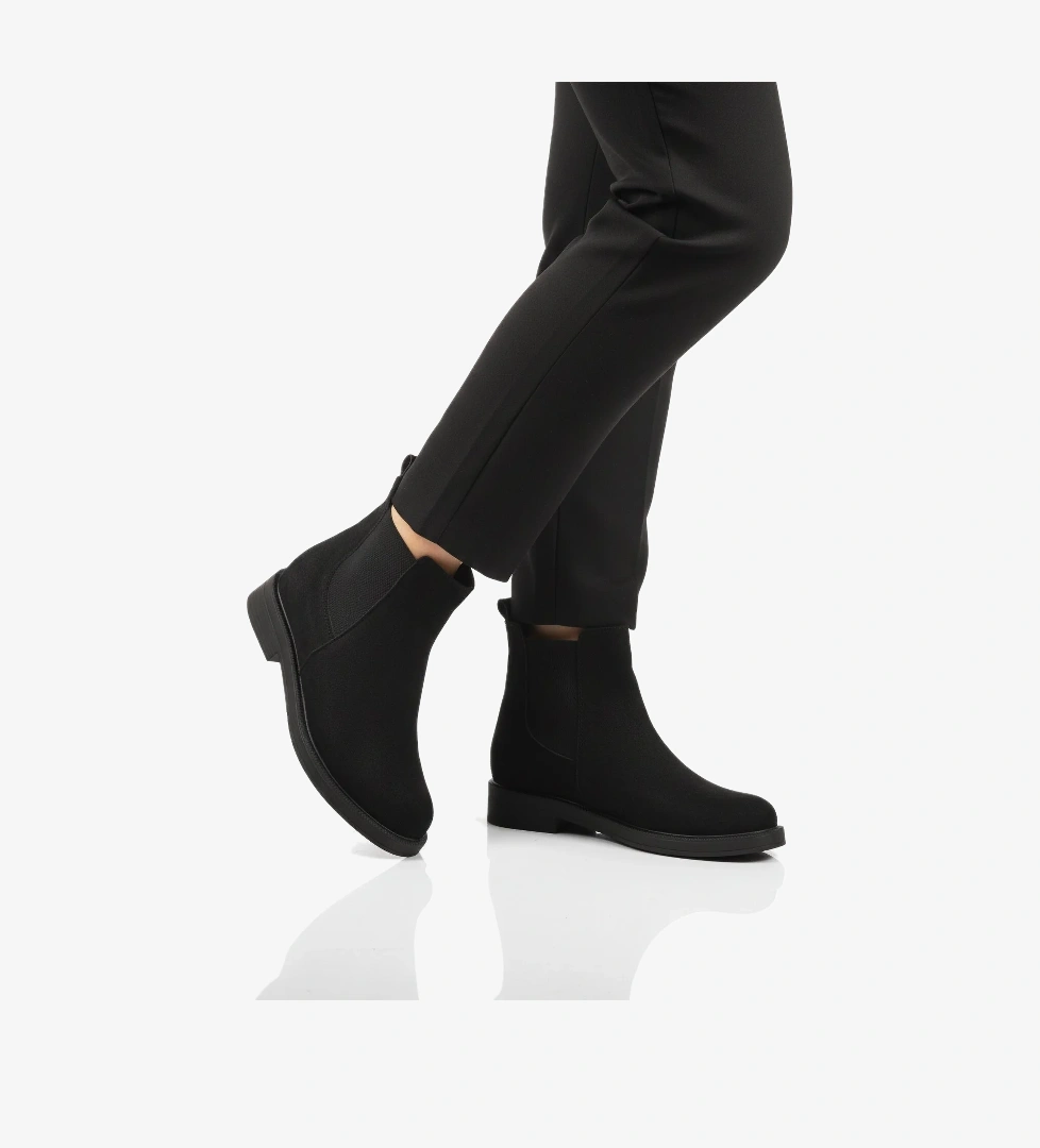 Siyah Süet Polarlı Kolay Giyilebilir Kaymaz Kadın Chelsea Bot 284097 Z