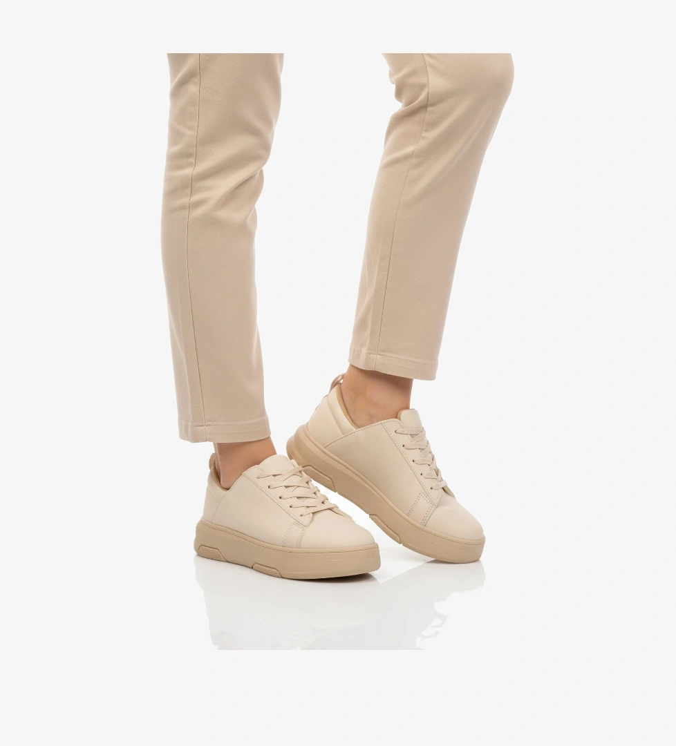 Bej Kalın Taban Bağcıklı Unisex Spor Ayakkabı OZ-03 Z - Görsel 1