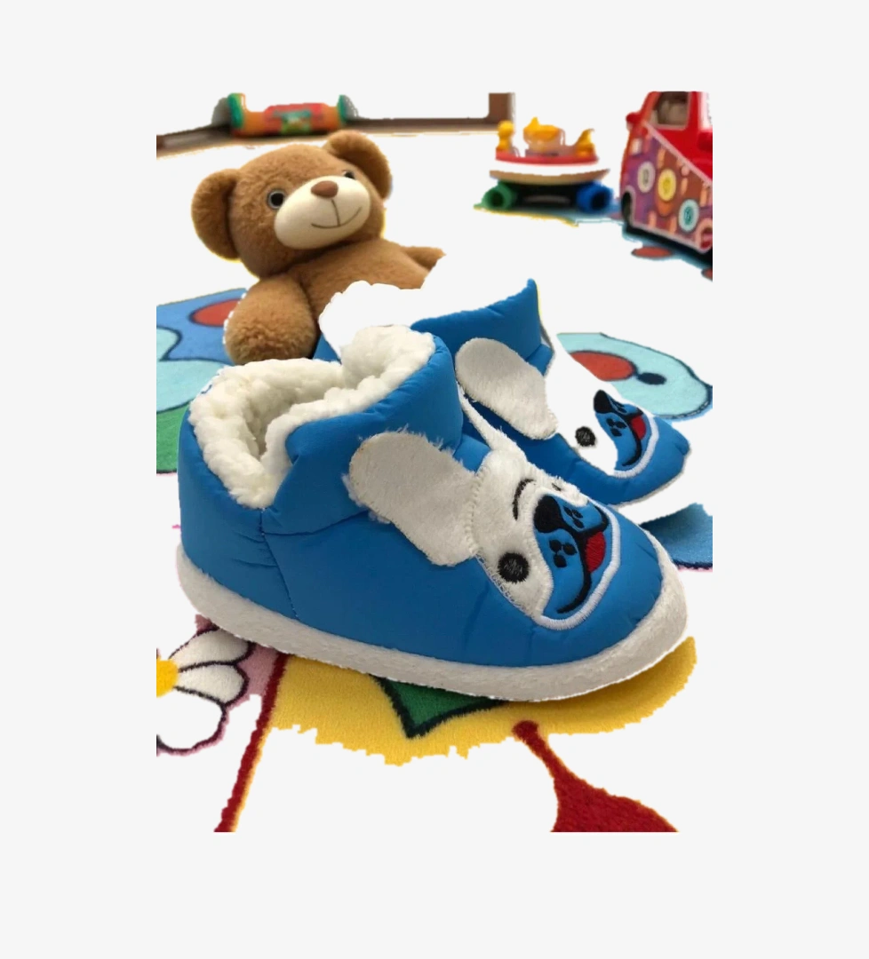 Ellaboni Erkek Çocuk Hayvanlı Kışlık Yumuşacık İçi Yünlü Mavi Ev Pandufu model görseli