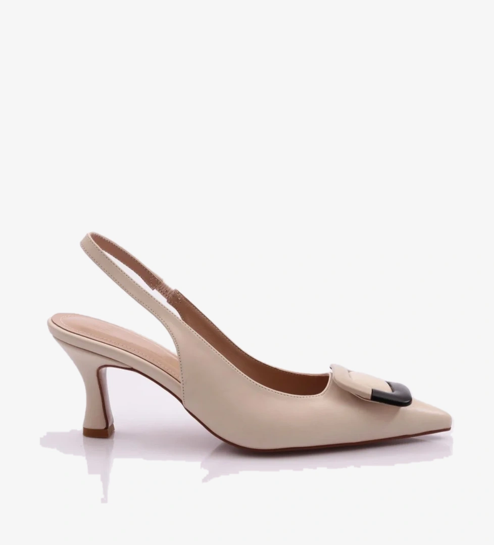 Dgn 2079 Kadin Arkasi Açik Kare Tokali Topuklu Ayakkabi model görseli