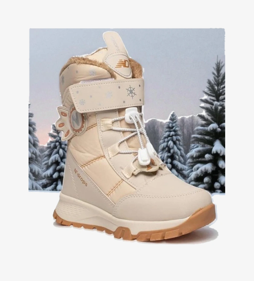 Kız Çocuk Suya Ve Soğuk Havaya Dayanıklı Kaymaz Taban Cırtlı Lacivert Pembe Kar Botu - Görsel 1