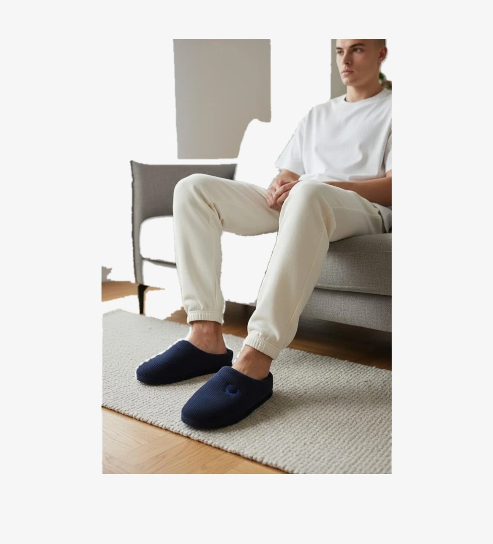 Ellaboni Erkek Ev Terliği Ses Yapmayan Yumuşak Rahat Taban İçi Yünlü Terlik model görseli