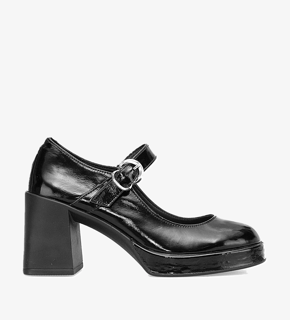 Mammamia D25KA-470 Kadın Hakiki Rugan Deri Klasik Topuklu Ayakkabı Siyah model görseli