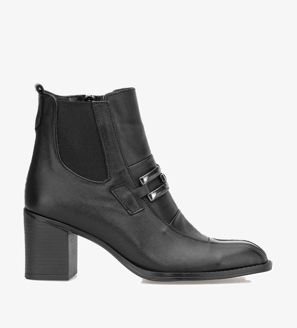 Ayakkabı Fuarı Elit Brivelle Kadın Hakiki Deri Topuklu Bot Siyah model görseli