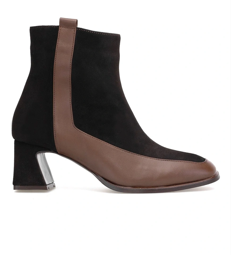 Elit Cordelia Kadın Hakiki Rugan Deri Klasik Topuklu Bot Kahverengi