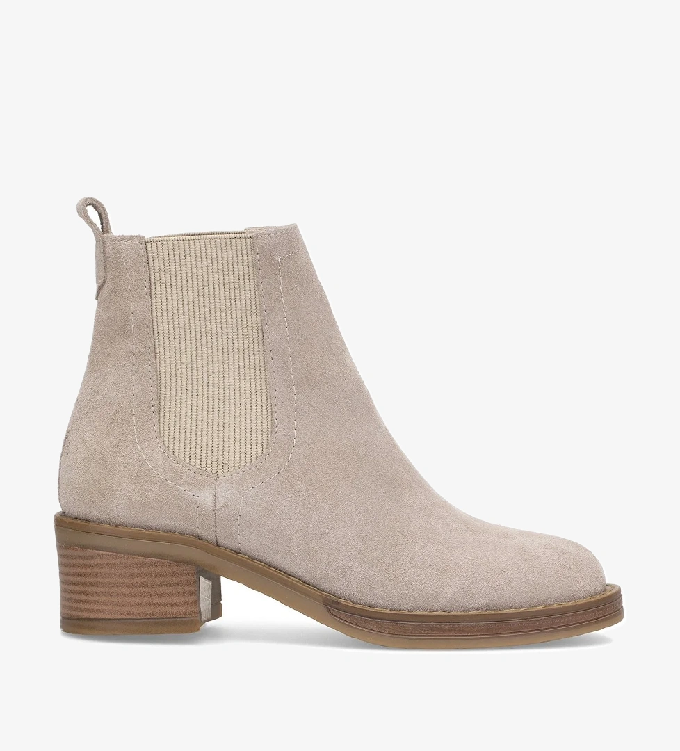 Elit Evelindra Kadın Hakiki Süet Deri Chelsea Bot Bej