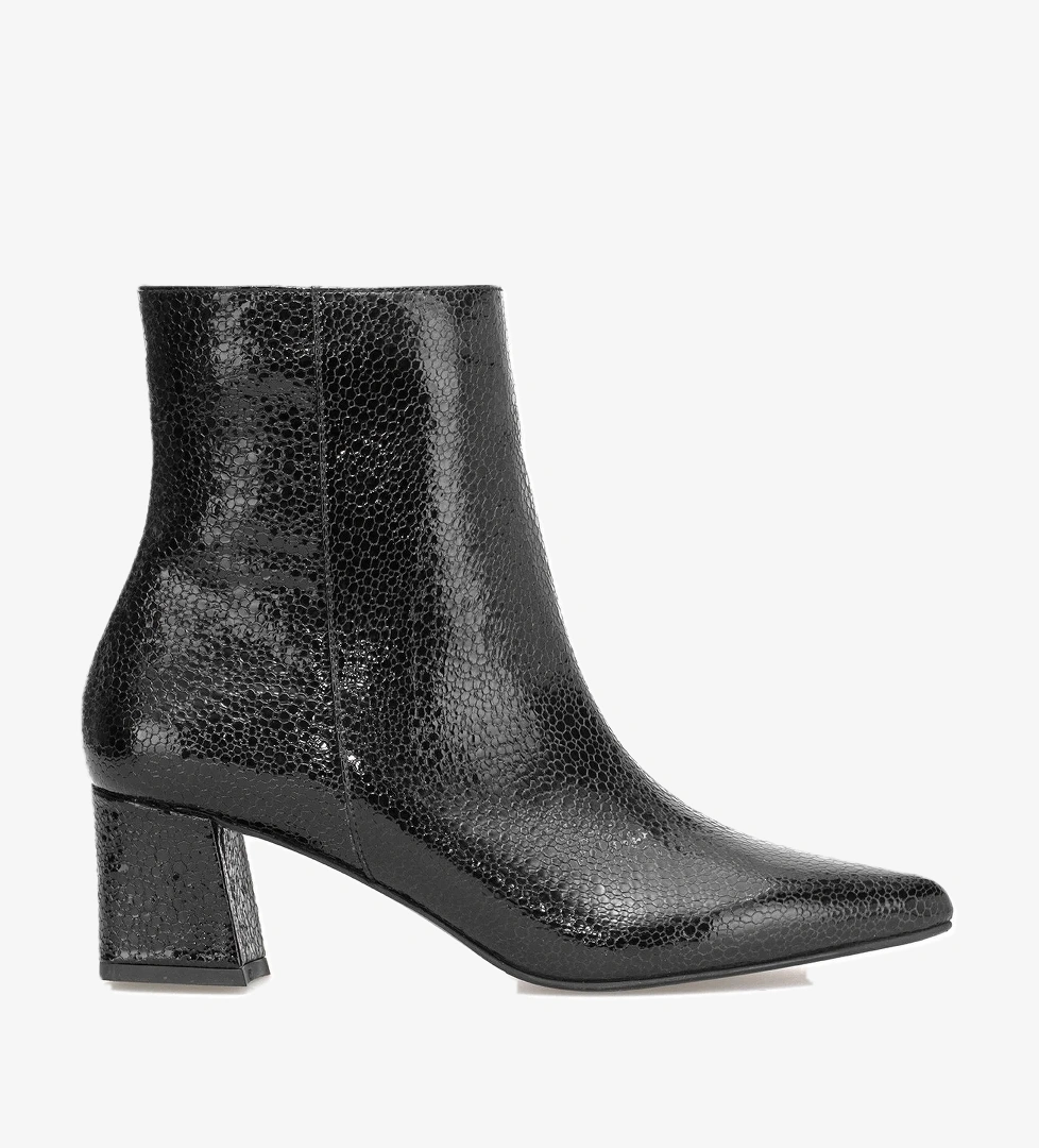 Ayakkabı Fuarı Elit Arabella Kadın Hakiki Rugan Deri Klasik Topuklu Bot Siyah model görseli