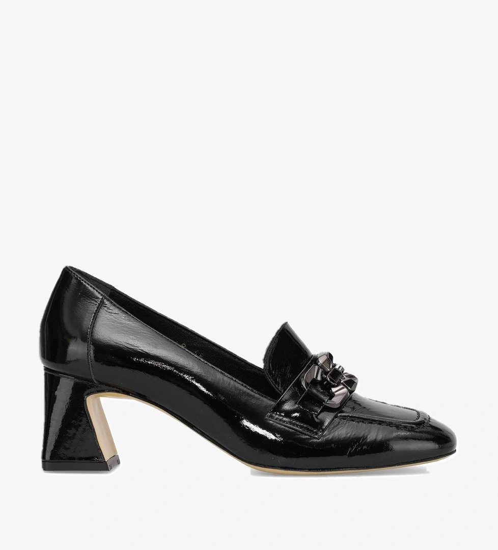 Ayakkabı Fuarı Elit Viena Kadın Hakiki Rugan Deri Klasik Topuklu Ayakkabı Siyah model görseli