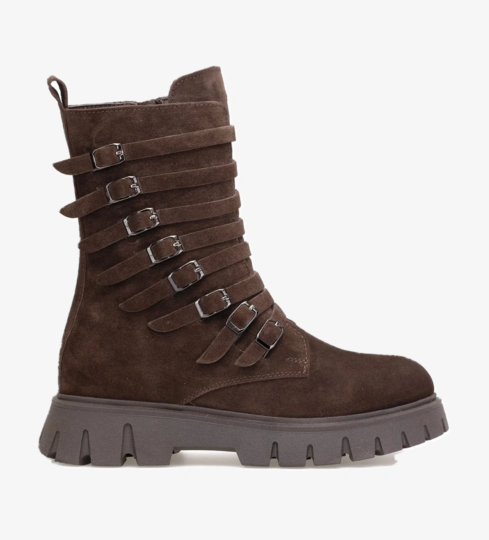 Elit Valindra Kadın Hakiki Süet Deri Klasik Bot Kahverengi