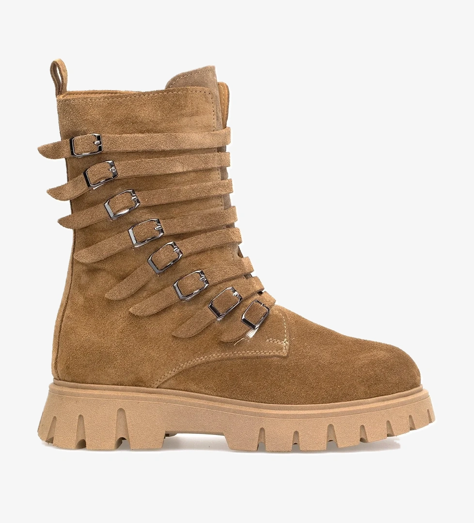 Elit Valindra Kadın Hakiki Süet Deri Klasik Bot Camel - Görsel 1