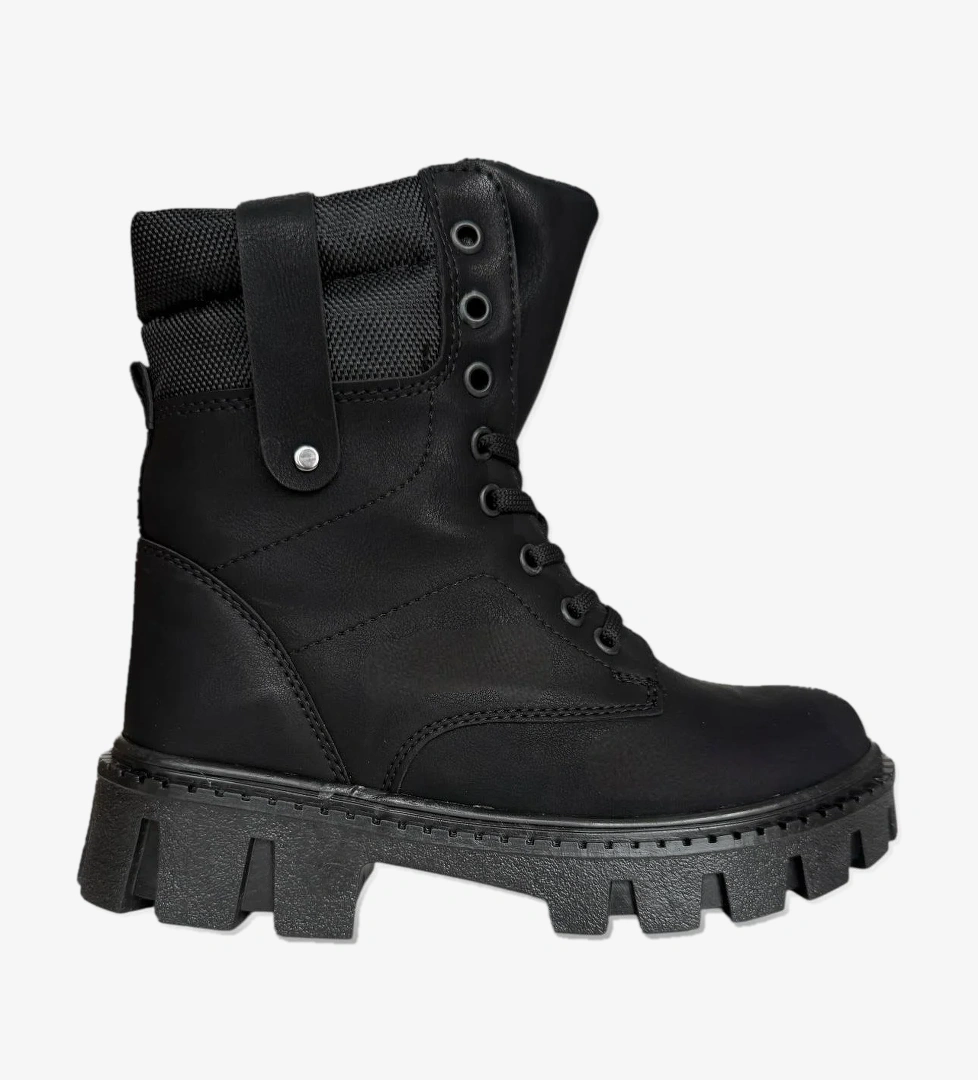 Kadın Fermuarlı Kalın Taban Bot SİYAH - Görsel 1