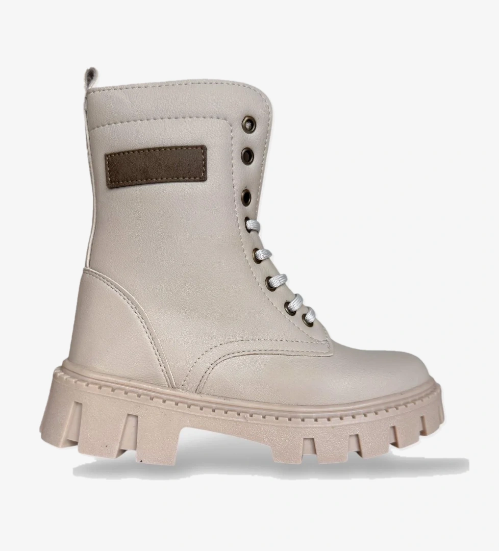 Kışlık Bağcıklı Fermuarlı Uzun Kadın Bot BEJ