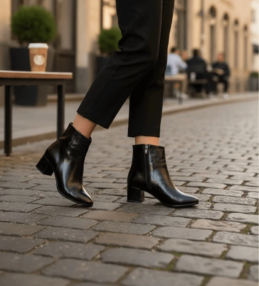 Fiamma Siyah Kırışık Rugan ( 5 Cm Topuklu ) Günlük Kullanım Kadın Botu - Görsel 1