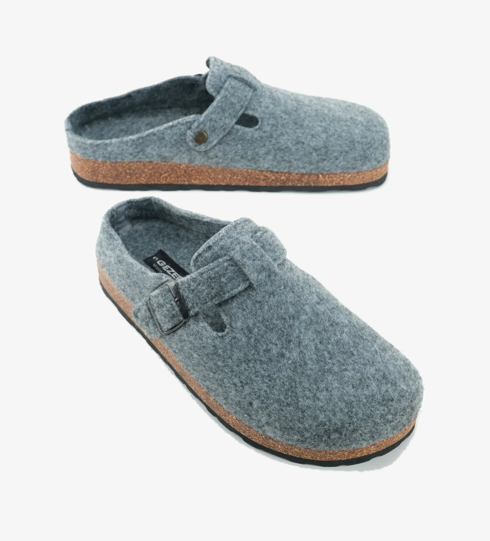 Erkek Kışlık Keçe Mantar Taban Tek Toka Ayarlanabilir Rahat Taban Ev Bahçe Terlik - Görsel 1