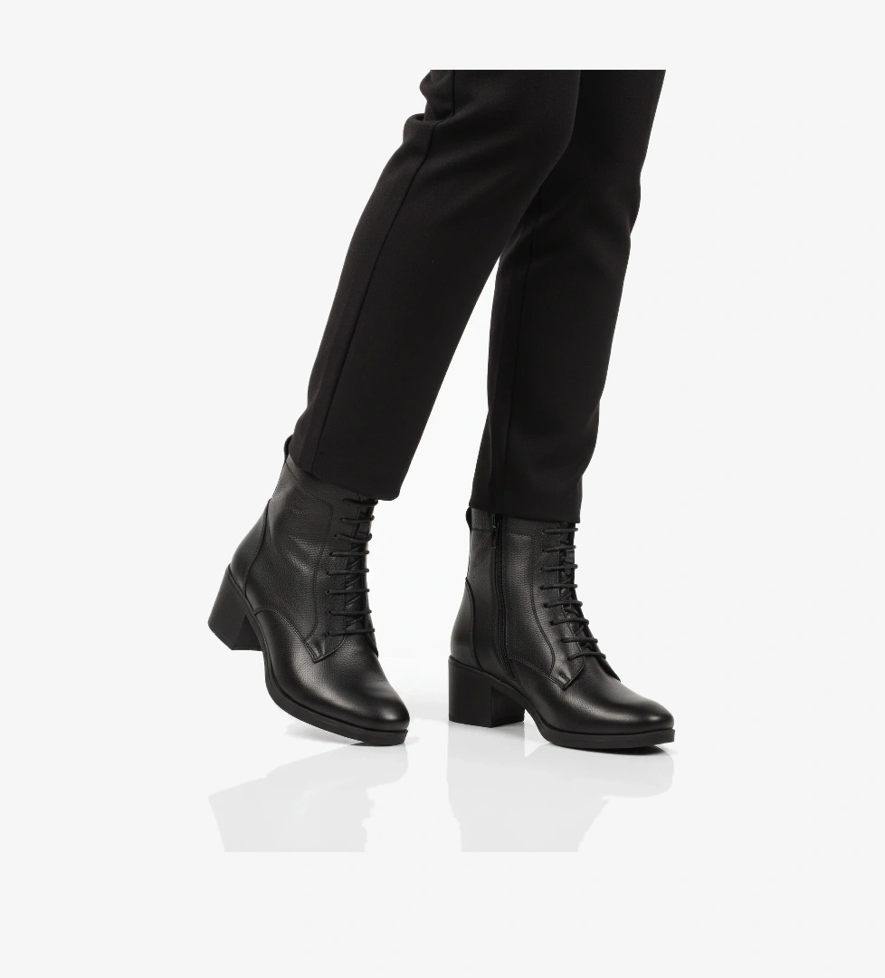 Siyah Hakiki Deri İçi Polarlı Kadın Topuklu Bot 92159-1 Z - Görsel 1