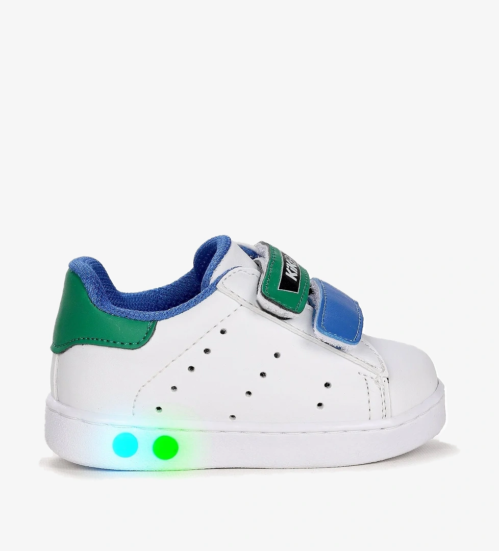 Royzo Cırtlı Işıklı Kız Çocuk Spor Ayakkabı Beyaz - Mavi - Yeşil
