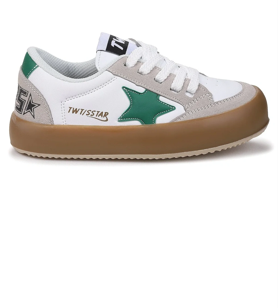 Rida Günlük Cırtlı Bağcıklı Erkek Çocuk Spor Ayakkabı Buz - Beyaz - Yeşil