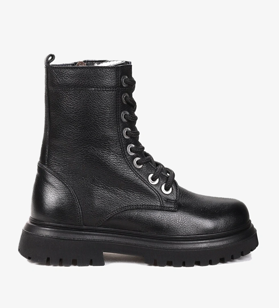 Tife %100 Deri Fermuarlı Erkek Çocuk Bot Ayakkabı Siyah - Görsel 1