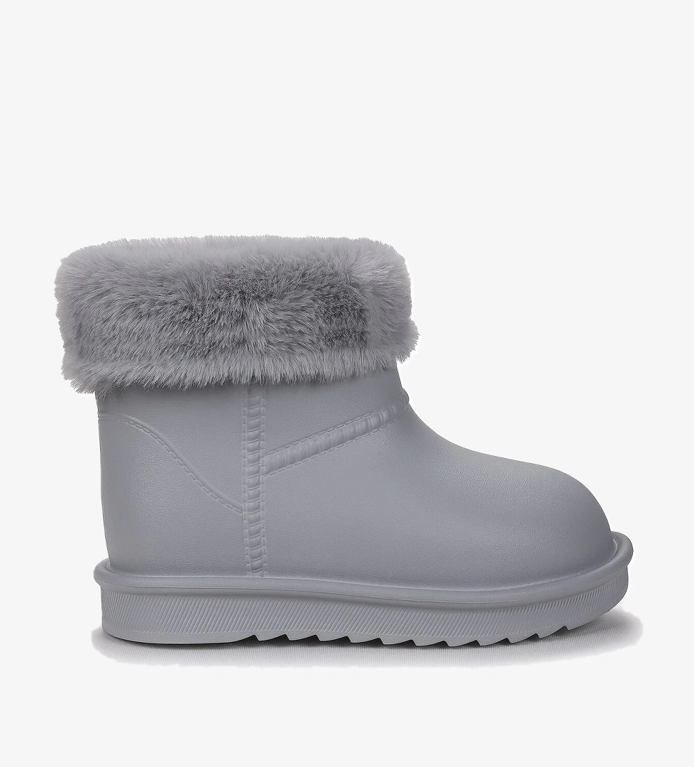 Geta Su Geçirmez İçi Kürklü Kız Çocuk Eva Yağmur Kar Çizme Gri