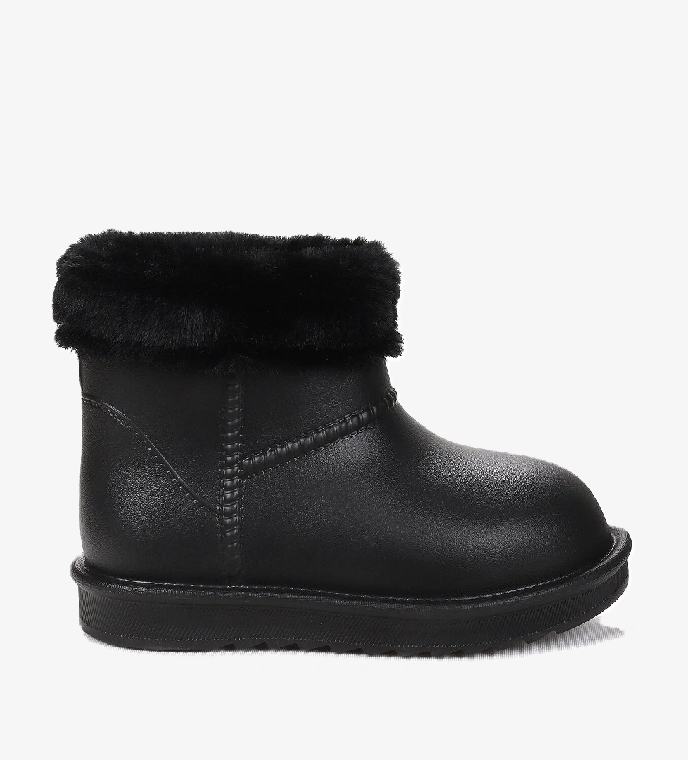 Geta Su Geçirmez İçi Kürklü Kız Çocuk Eva Yağmur Kar Çizme Siyah